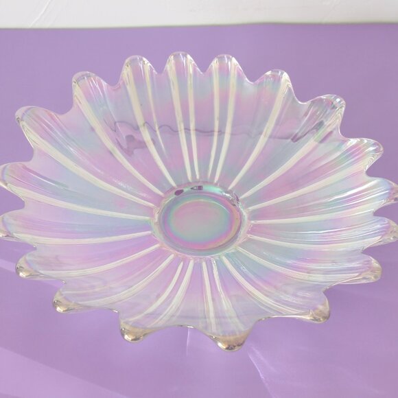 Vintage MCM Iridescent Glass Bowl, Federal Glass co. Celestial - Picture 3 of 8